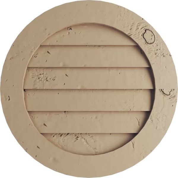 Timberthane Knotty Pine Round Faux Wood Non-Functional Gable Vent, Primed Tan, 15